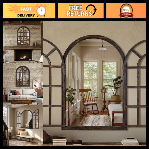 Arched wall mirror - with, wood